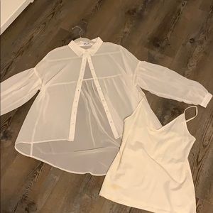 Express Sheer button up with tank.